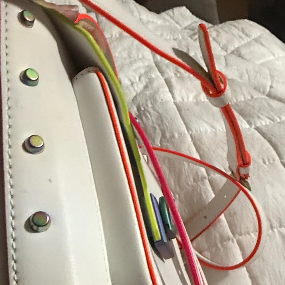 Michael Kors White Satchel with Neon Details - Picture 5 of 13